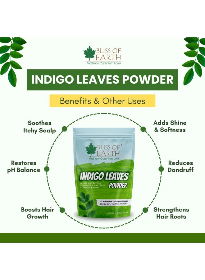 Bliss of Earth Natural Indigo Powder for Hair – 100% Pure Herbal Hair Dye | Chemical-Free Black Hair Color | Ammonia-Free | For Grey Coverage | Plant Based Hair Colour – 100g - Image 5